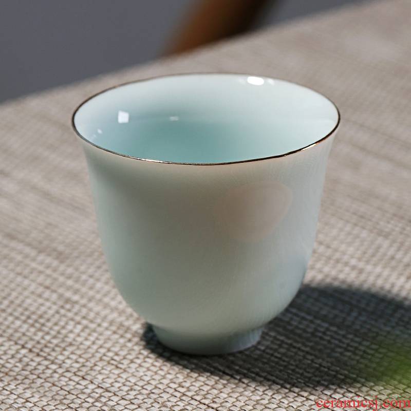 Old & hand - made gold celadon porcelain cup fat white sample tea cup kung fu tea cup cup tea cup