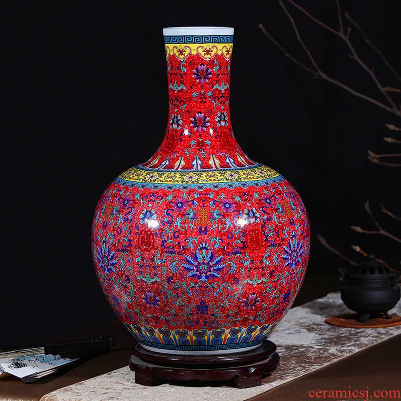 Jingdezhen ceramics vase colored enamel of large vases, flower, flower arrangement sitting room adornment ceramics furnishing articles
