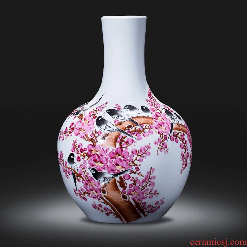 Famous master of jingdezhen ceramics hand - made vases, sitting room of Chinese style household decoration decoration porcelain wine