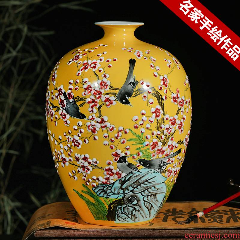 Jingdezhen ceramics hand - made enamel vase flower arrangement sitting room process of new Chinese style household act the role ofing is tasted porch place