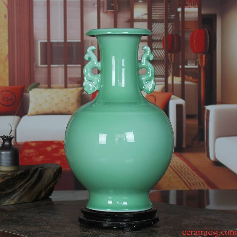 Jingdezhen ceramics shadow celadon glaze color green vase I household crafts sitting room classical furnishing articles