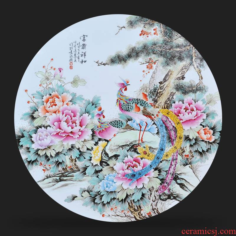 Jingdezhen ceramics Feng Huiying hand - made prosperous and peaceful porcelain plate painter adornment picture hanging in the sitting room is placed