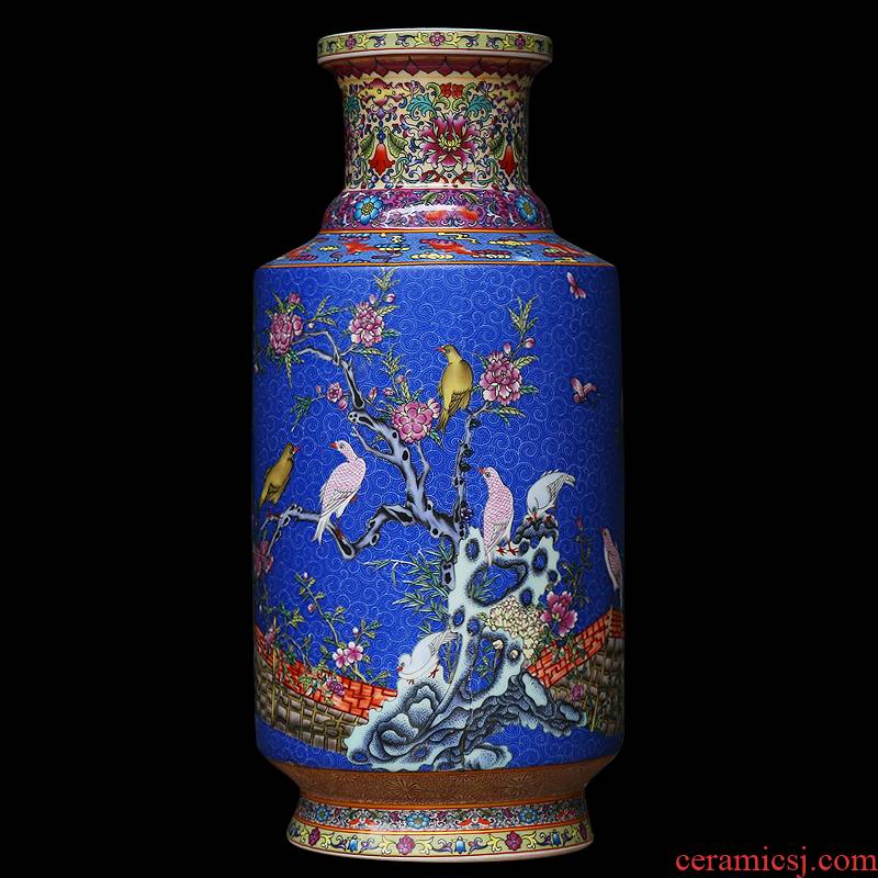 Jingdezhen ceramics enamel color TV as ano receptacle furnishing articles sitting room adornment of modern Chinese painting of flowers and a vase