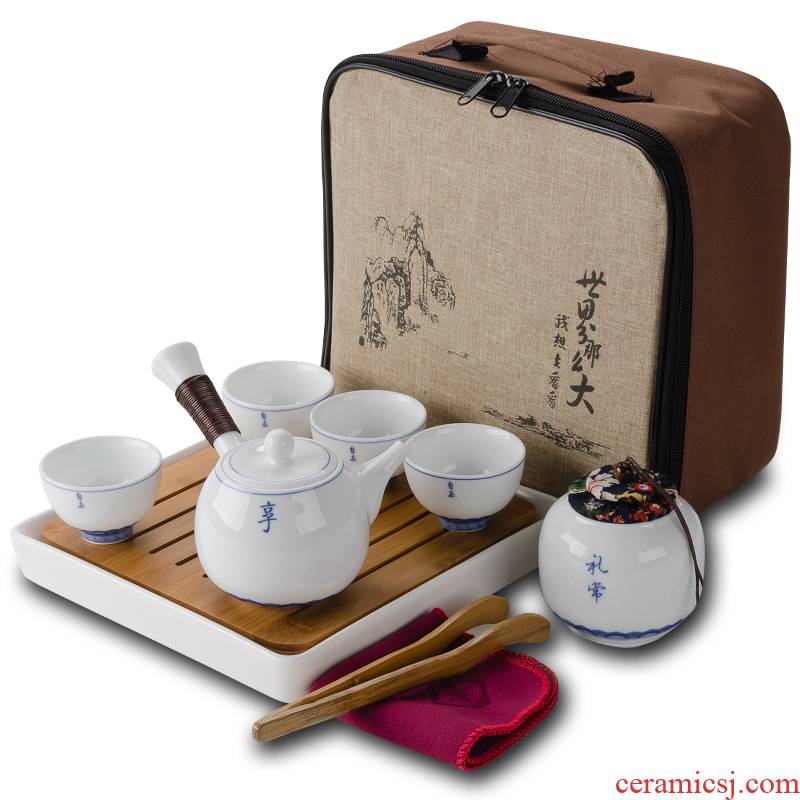 Friends is a complete set of kung fu tea sets tea tray was white ceramic with arranged public with travel tea set Japanese dry terms plate