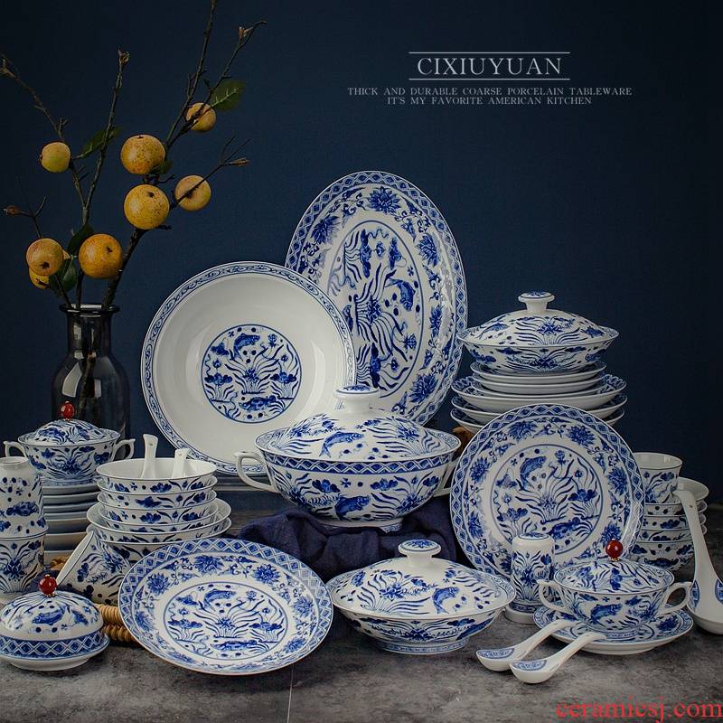 Glair jingdezhen dishes suit high white clay ceramic tableware suit household dish bowl gift combination