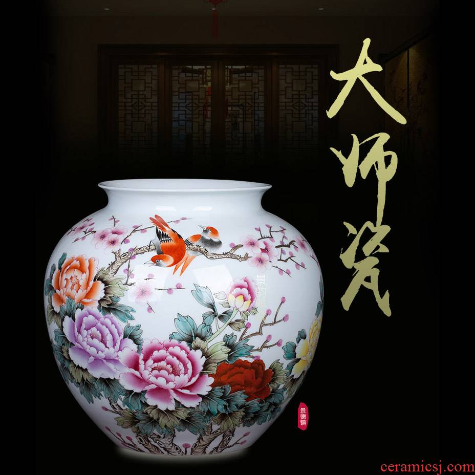 Jingdezhen ceramic Chinese painting of flowers and vase of new Chinese style to decorate sitting room ground art hotel gulp of TV ark