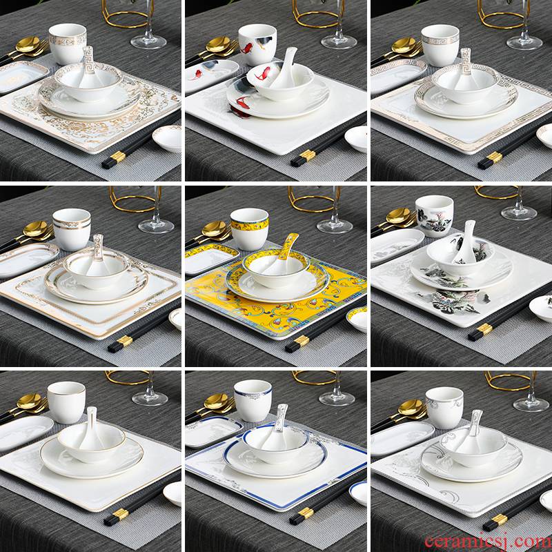 Hotel supplies Hotel ceramic tableware to suit the high - end club restaurant Chinese style restaurant dish the custom LOGO printing