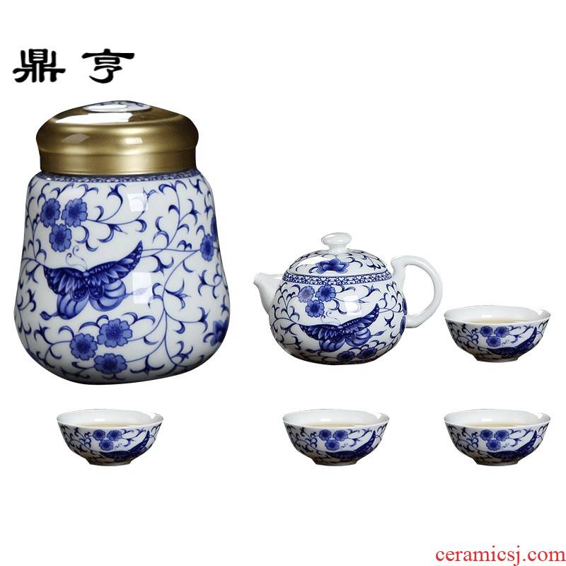 Ding heng jingdezhen blue and white porcelain kung fu tea set the whole set of ceramic teapot teacup caddy fixings porcelain