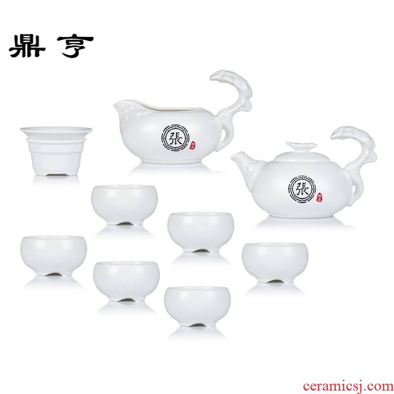 Ding heng non - success heart to taste a whole set of ceramic tea set gift box set six kung fu tea set manually lettering tea combination