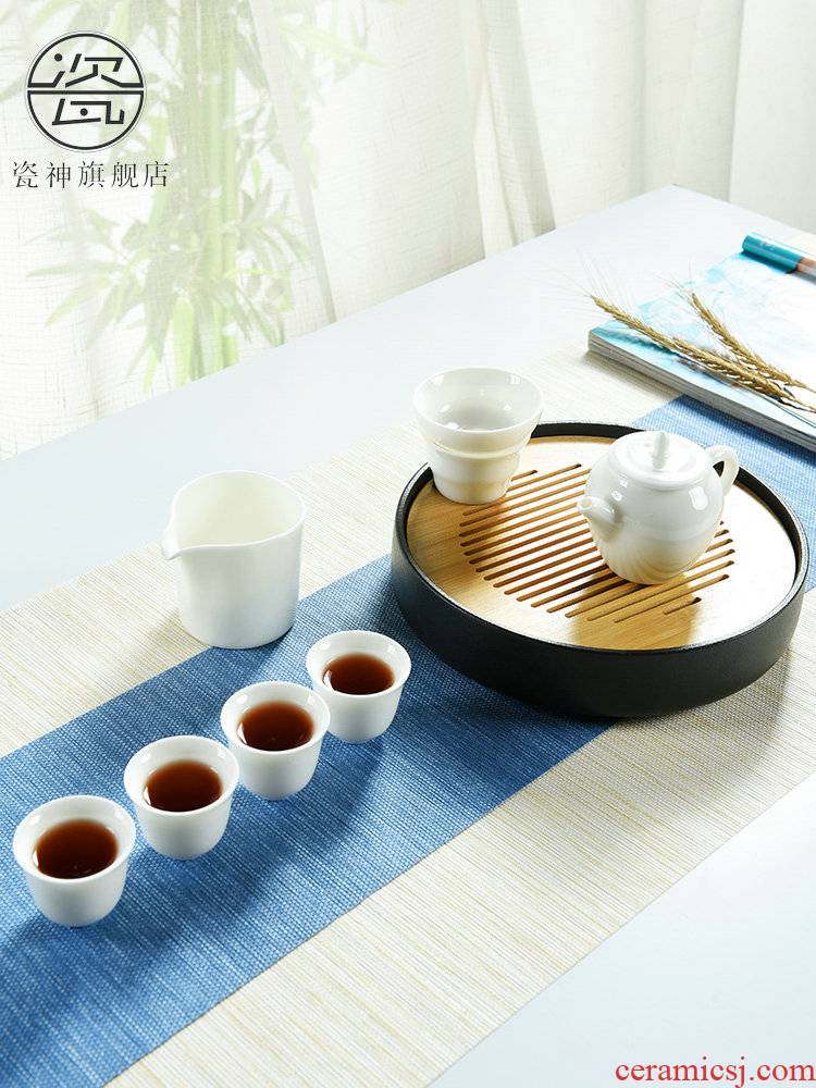 Dehua porcelain god built white jade porcelain modern kung fu tea sets tea tray was contracted mini household dry tea sets tea sea