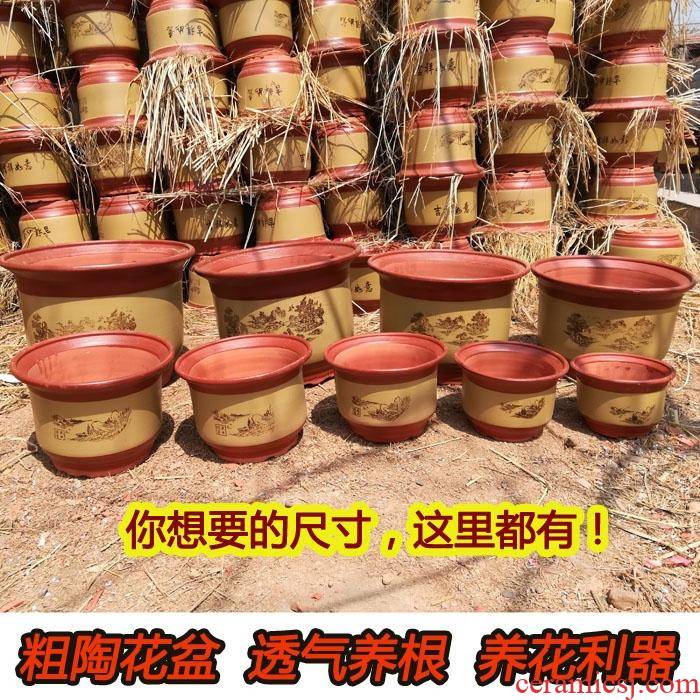 Special offer outsize red pottery flowerpot purple ceramic flower pot orchid basin big yards ceramic basin clearance package of mail