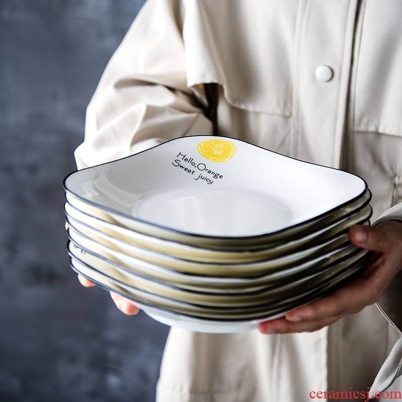 Only 10 to dish dish dish home outfit combination six Japanese soup plates Nordic contracted ceramic circular plate