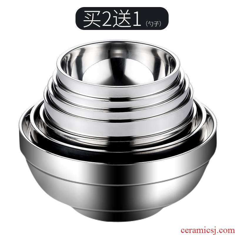 Senseyo Korean stainless steel bowl against the hot heat insulation bowl children tableware from household bowl of rice bowl