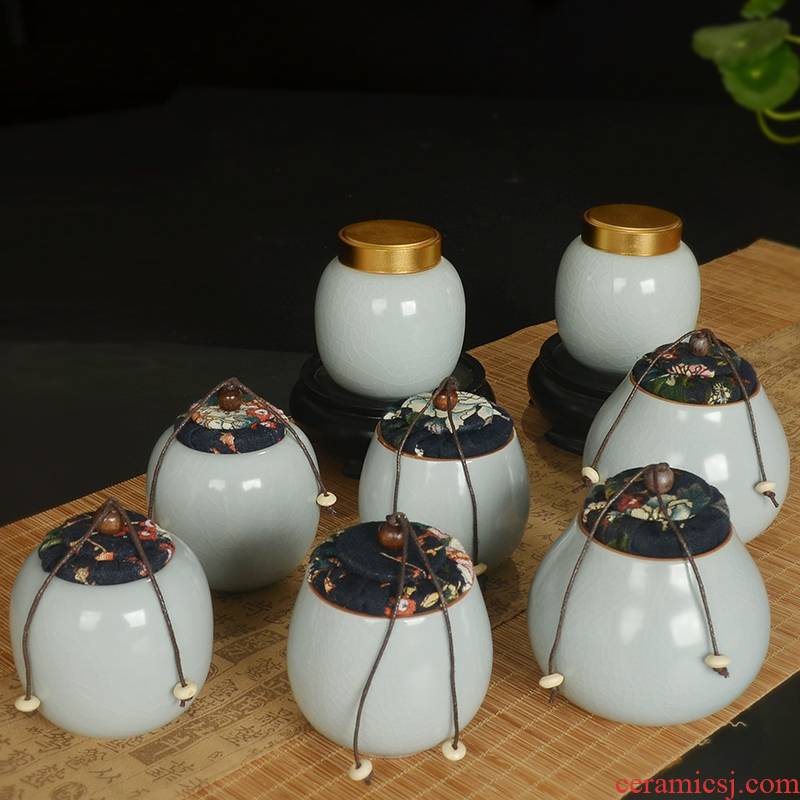 Creative on your up ceramic pot cloth cover small trumpet puer tea pot tea pot powder jar airtight storage tanks