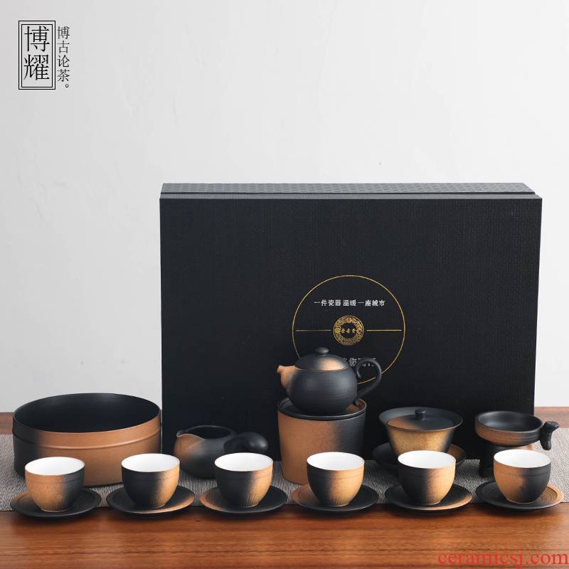 Bo yiu-chee Japanese coarse pottery kung fu tea set tea tureen teapot tea cups to wash to the whole household ceramics
