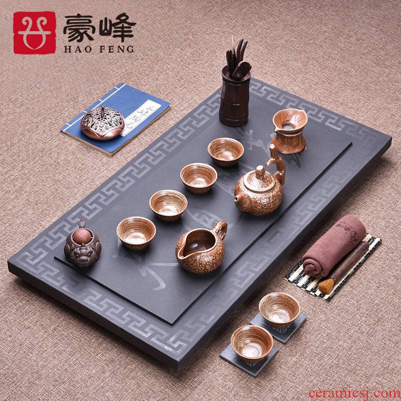 HaoFeng sharply stone tea tray tea tea table set tea service of a complete set of the black sea stone, stone, stone tea tray