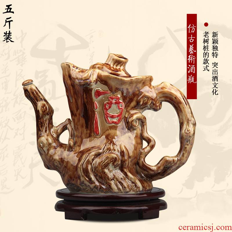 Jingdezhen ceramic bottle 5 jins of installed stumps antique carved the features of the jar with the empty wine bottle liquor jugs