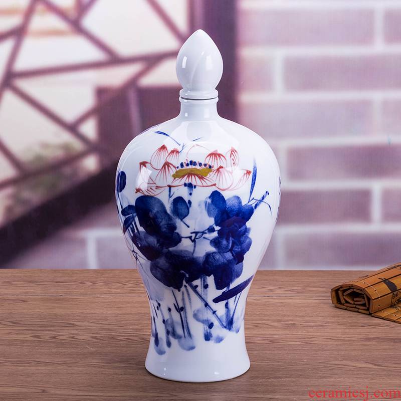 Jingdezhen ceramic bottle 10 jins to antique hand - made mercifully bottle little jars household seal wine bottle is empty