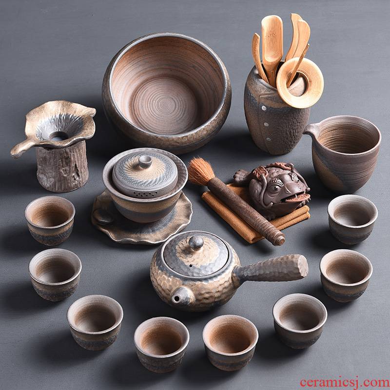 Tao blessing firewood retro coarse ceramic tea set suit household Japanese coarse pottery teapot teacup tea tea set