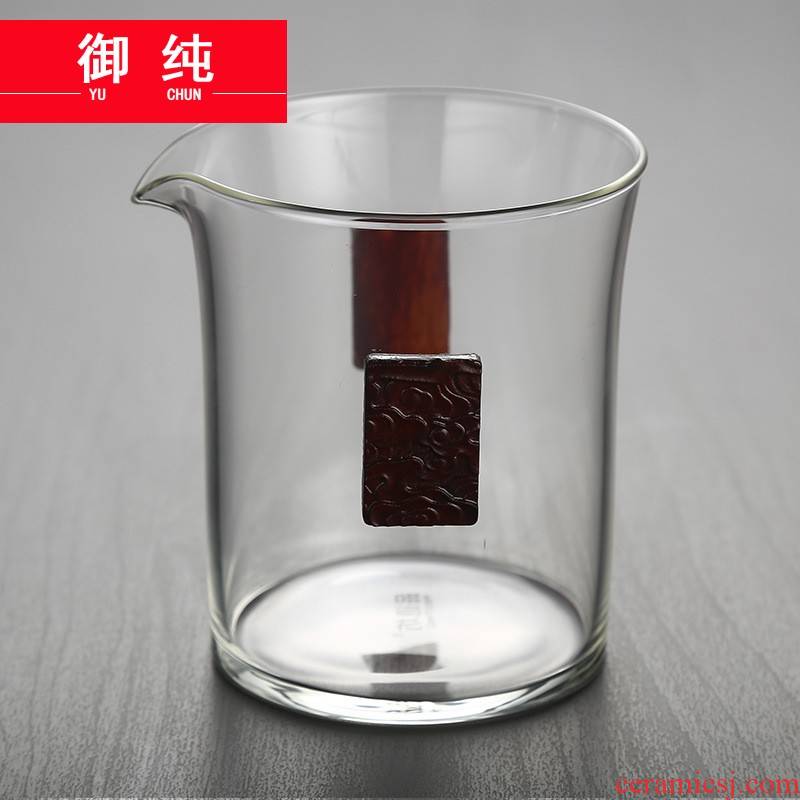 Royal pure wood glass fair Japanese manual heat - resistant glass tea cup upset sea points tea, kungfu tea accessories