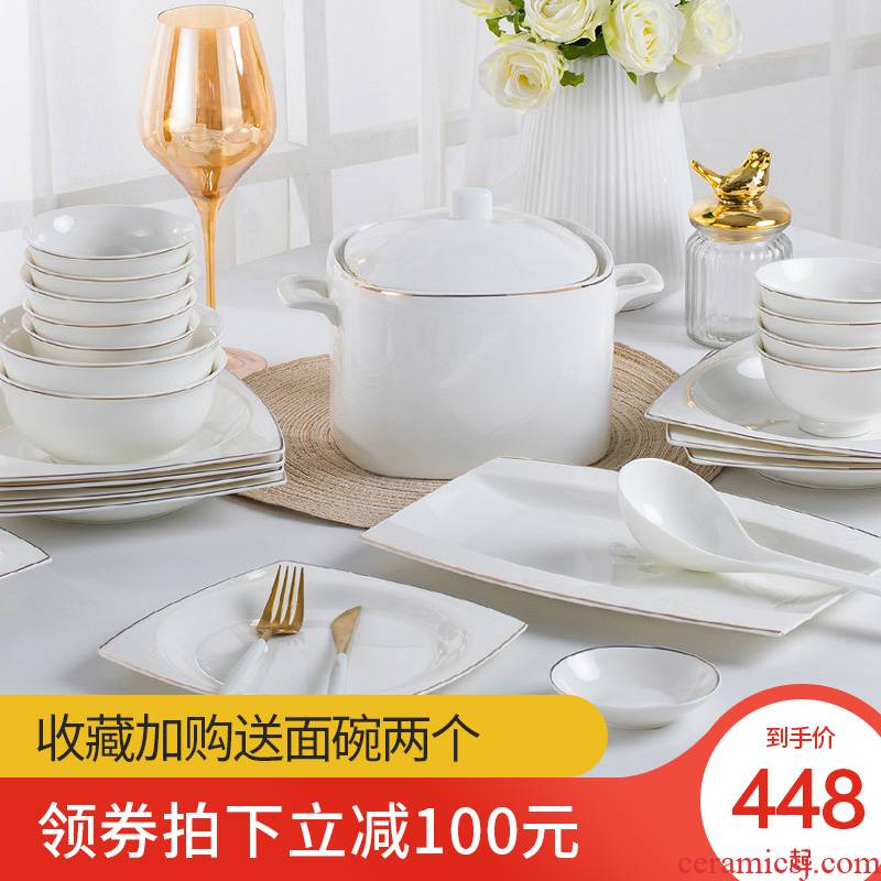 Orange leaf dishes suit household ipads China tableware jingdezhen north European style up phnom penh contracted combination of jinling bowl plate
