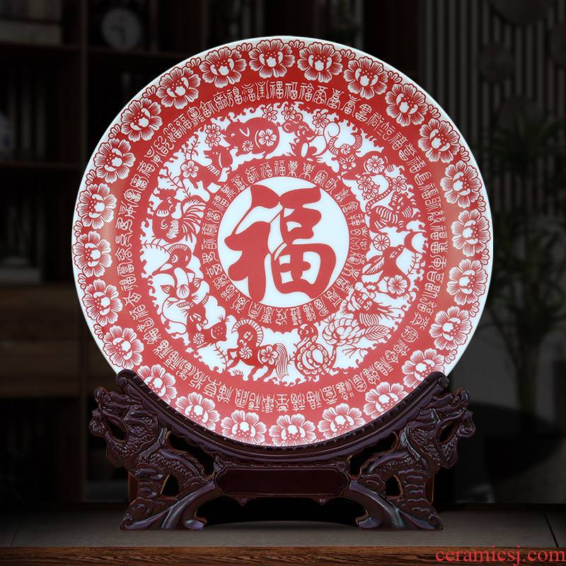 To jingdezhen porcelain decorations decoration custom design traditional paper - cutting decorative ceramic disk hang dish plate
