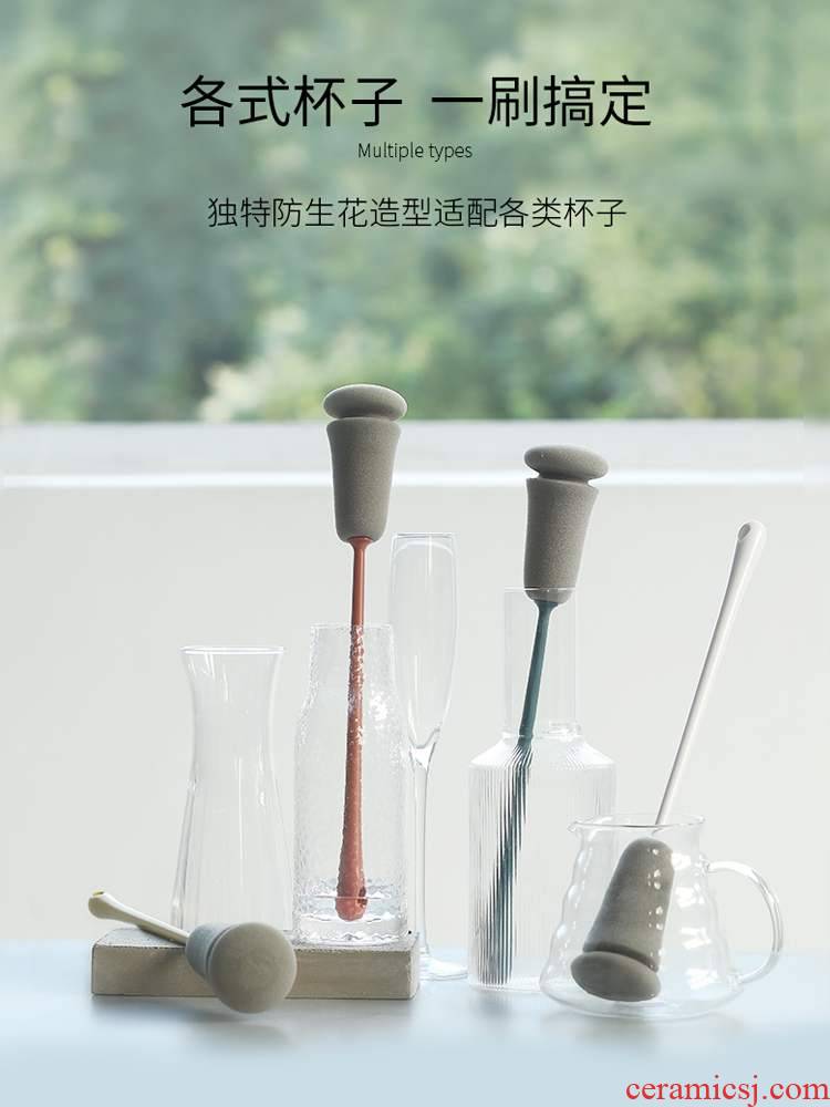 Wash the glass an artifact cup brush brush long handle the clean tea bottle rinse household kitchen no dead Angle sponge cleaning brush