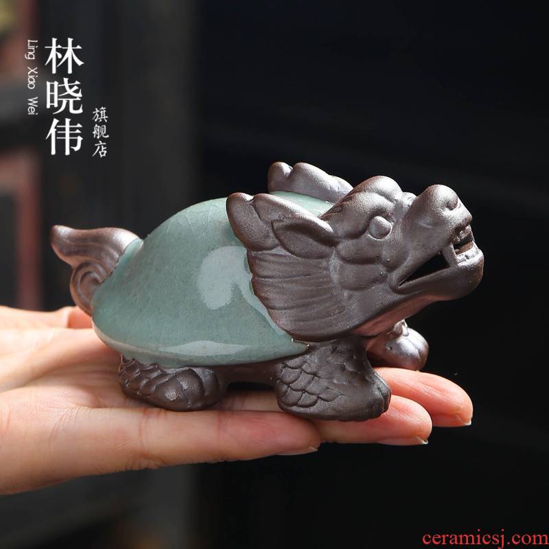 Elder brother up with ceramic turtle office tea pet furnishing articles can raise hand to play kung fu tea tea art of spare parts