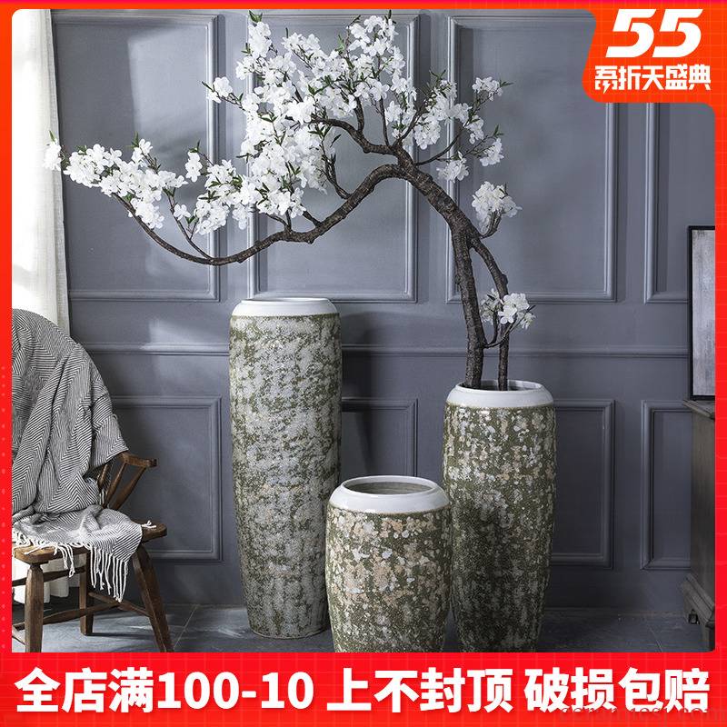 Chinese style restoring ancient ways of large vases, ceramic furnishing articles pottery sitting room hotel decoration flower arranging dried flowers thick ceramic bottle