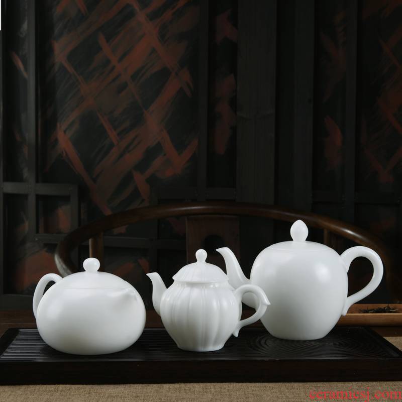 Xu dehua manual ink pigment to burn white porcelain jade porcelain teapot domestic large single pot of filtration kung fu tea kettle