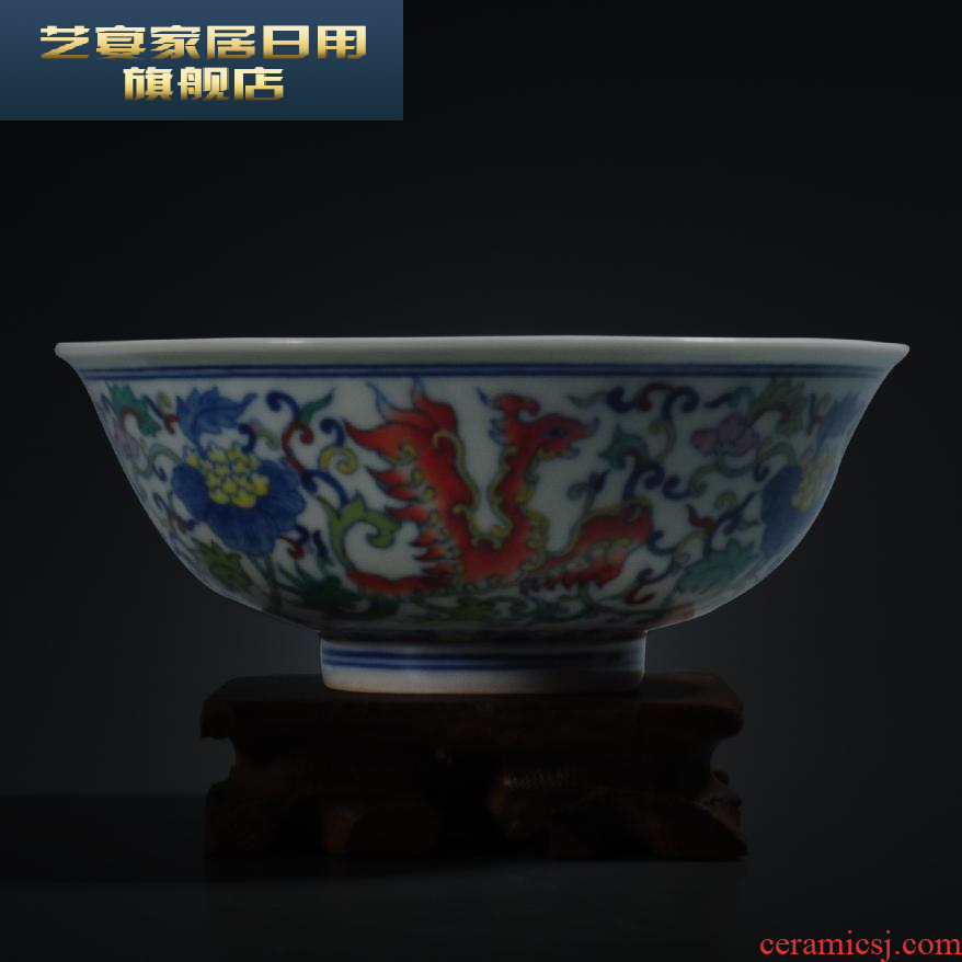 8 ZCT colorful bowl of soup bowl bowl jingdezhen checking antique hand - made process household ceramics tableware arts and crafts
