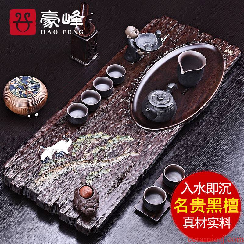 HaoFeng the whole piece of ebony wood tea tray was kung fu and exquisite tea sets purple sand tea tea tea table