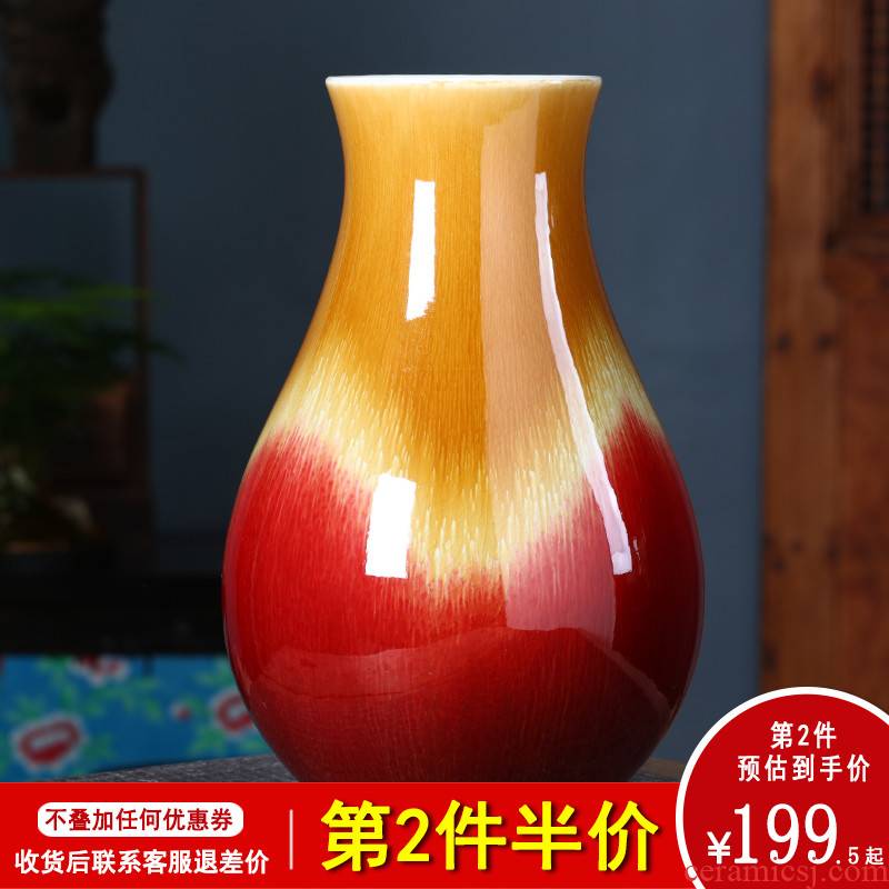 Jingdezhen ceramics antique ruby red vase Chinese flower arranging sitting room porch rich ancient frame home decoration furnishing articles