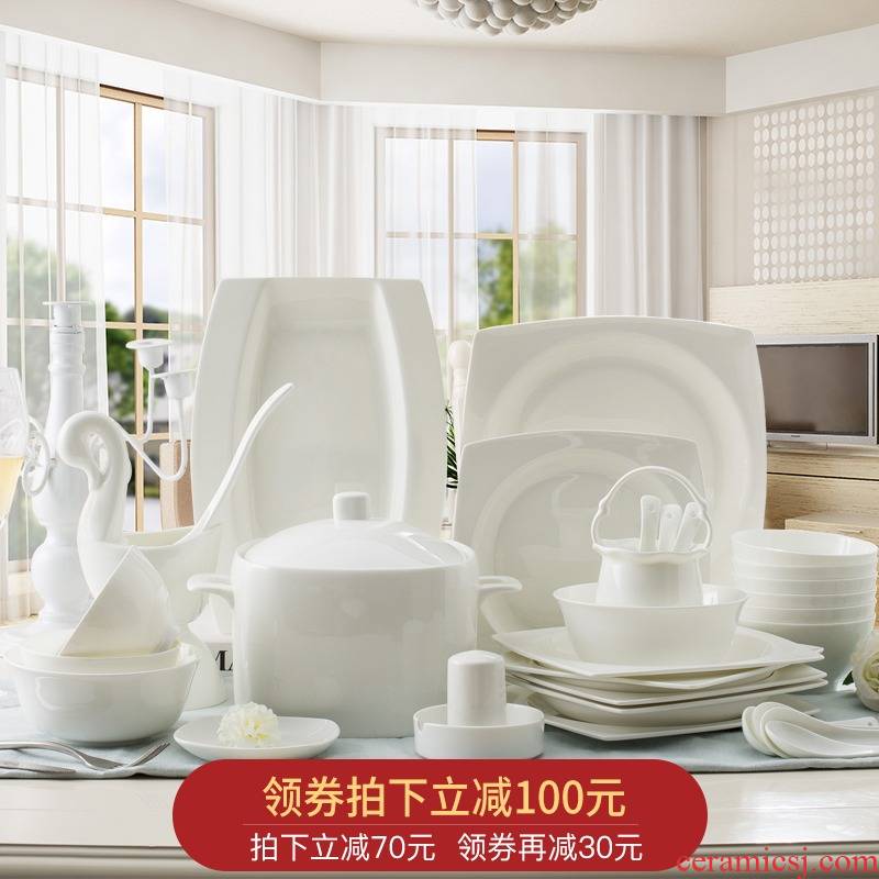 Orange leaf ipads porcelain tableware dishes suit household European - style Chinese dishes chopsticks combination MuBai jingdezhen ceramics