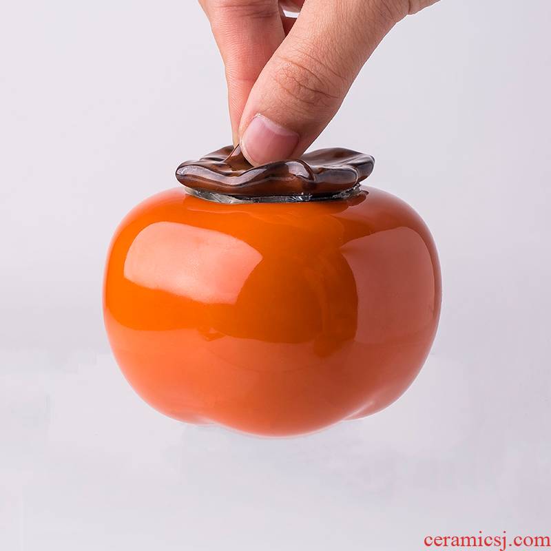 Persimmon, small caddy fixings jingdezhen ceramic seal pot mini travel home portable small POTS of tea