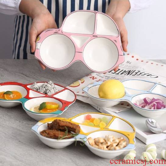 Ins the new ceramic baby car plate modelling side dish bowl children cutlery tray was lovely breakfast tray