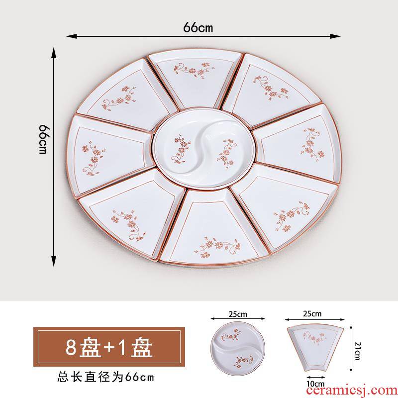 Household platter combination, square, round table set of plate plate plate suit Chinese wheel ceramic family