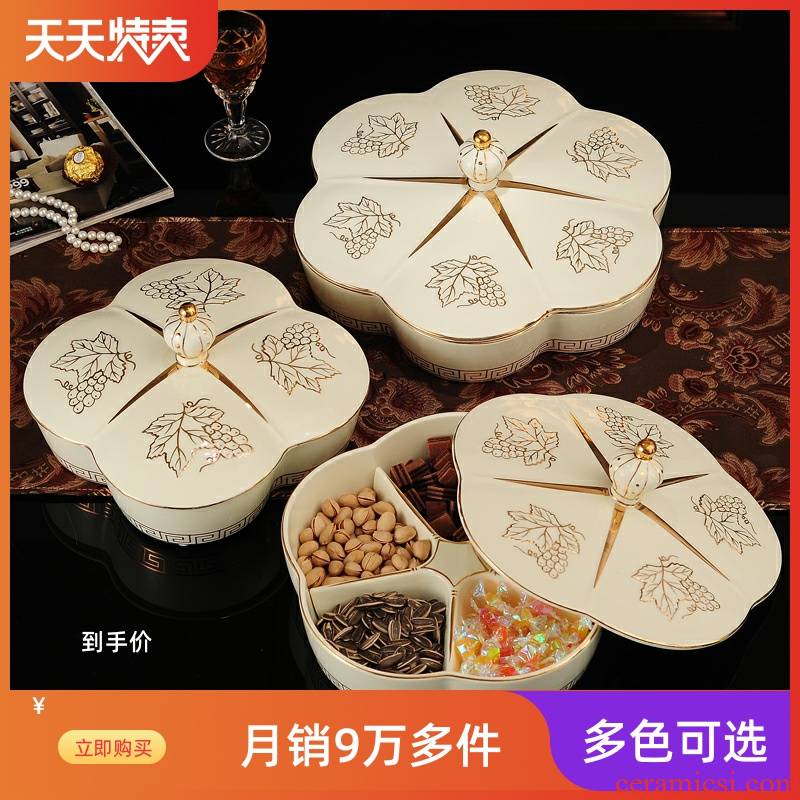 Dry fruit tray edge lodge European ceramics fruit bowl wedding 'lads' Mags' including nuts snacks candy box creative dried fruit box frame with cover