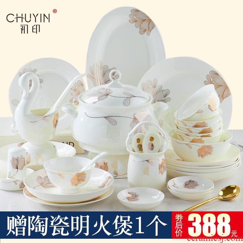 Dishes suit household ipads China contracted Europe type combination of jingdezhen tableware suit suit ceramic bowl dish bowl