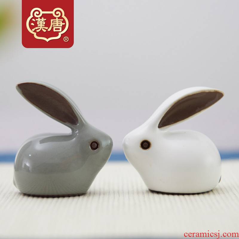 Han elder brother up with a pet rabbit mini furnishing articles on tea to keep ceramic kung fu tea tea tray with parts of tea table