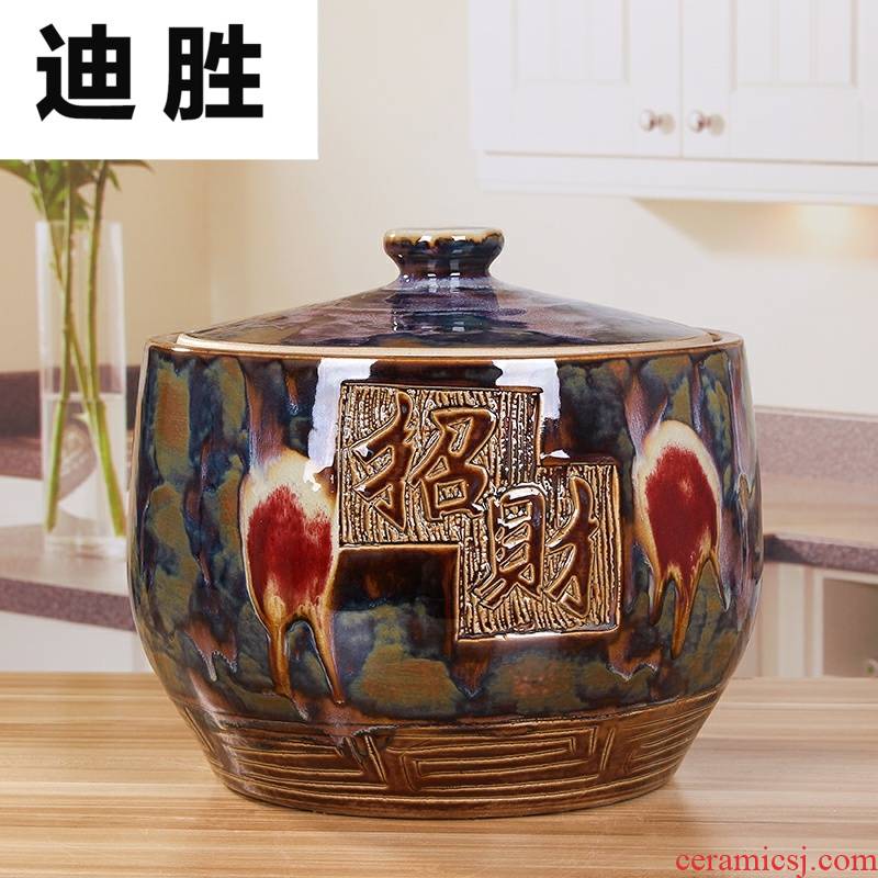 Jingdezhen ricer box with covering cylinder barrel ceramics home 20 jins 30 jins of 50 kg moisture contained storage tank