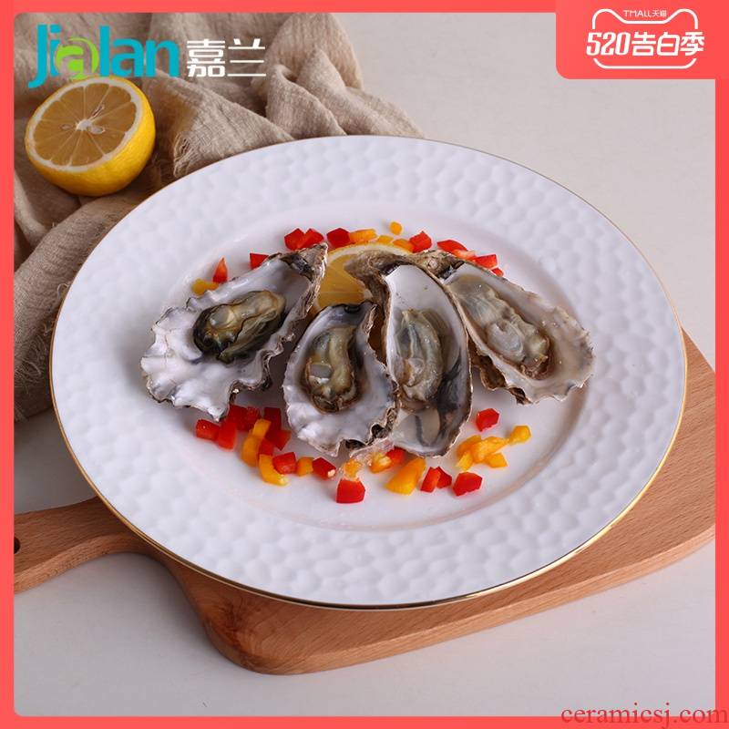 Garland ipads porcelain child creative emboss European contracted snack flat plate western food steak round ceramic cold dish dish