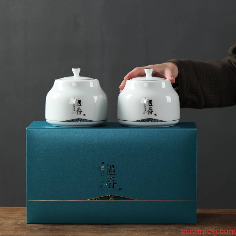 Caddy fixings gift boxes aneroid general medium large double pot seal box, black tea, green tea, white tea
