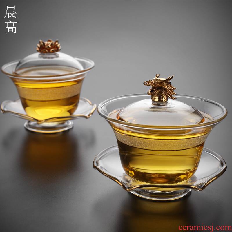 Morning three more high heat - resistant glass to kung fu tea tureen CPU use hand grasp pot bowl tea sets