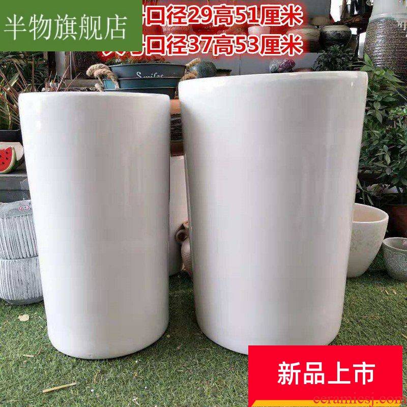Flowerpot ceramic tube type rubber tree special pot large load tao porcelain pot home kind of aloe flowers.