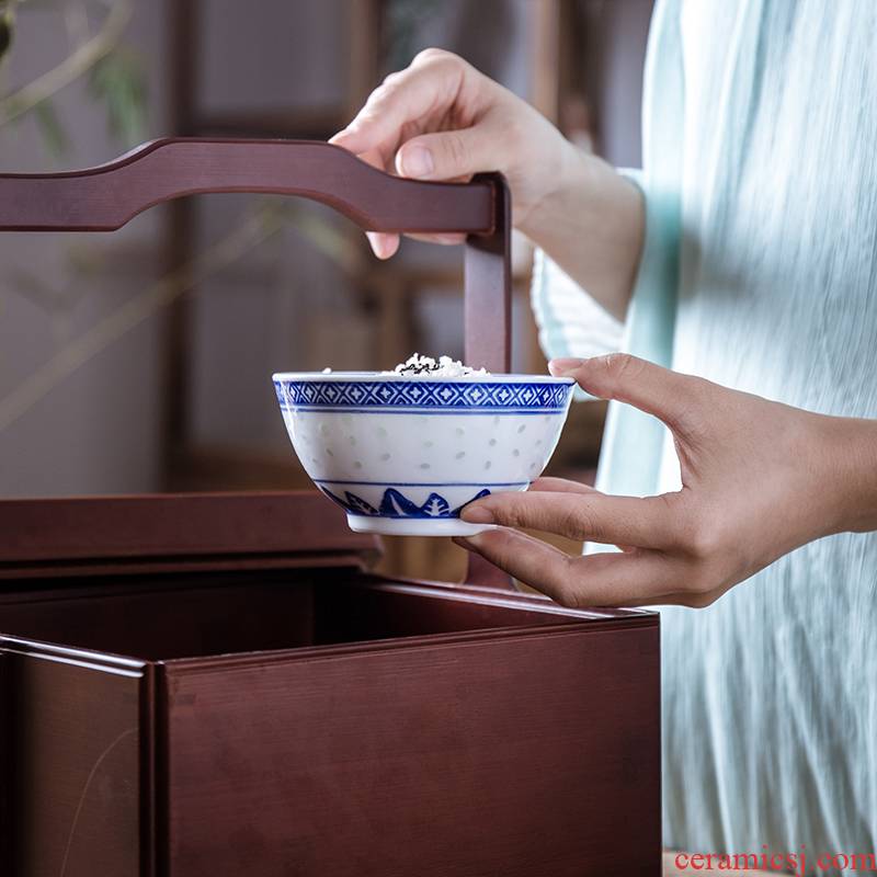 Orchid bowls Chinese traditional blue and white porcelain is the set meal 10 home under the glaze color restoring ancient ways of jingdezhen and rice