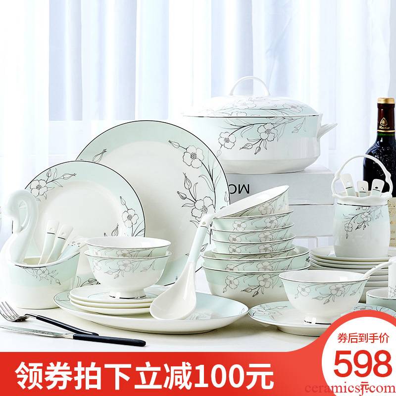 Orange leaf ipads porcelain tableware dishes suit household Chinese dishes combine elegant European - style jingdezhen ceramics jasper