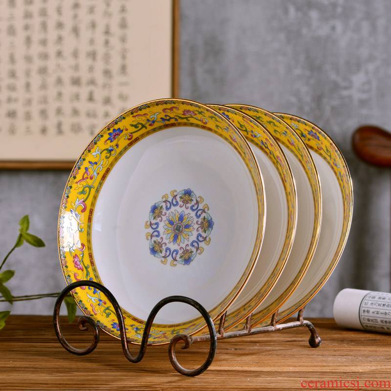 Jingdezhen ceramics 8 inches deep dish plate of Chinese style household tableware antique ipads porcelain enamel up phnom penh dish plate plate
