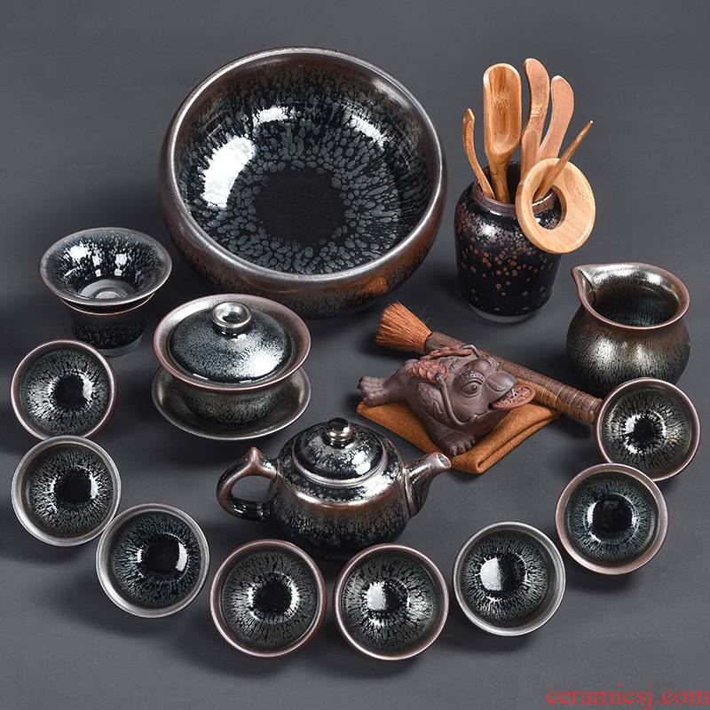 Tao blessing jianyang tire iron droplets built light tea suit household YinJian lamp that teapot teacup the silver tea sets