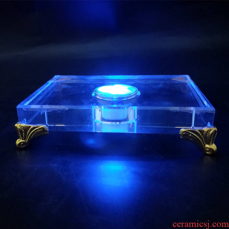 The Class creative zhuang colorful glowing crystal glass base rechargeable LED crystal glass jewelry display lamp base
